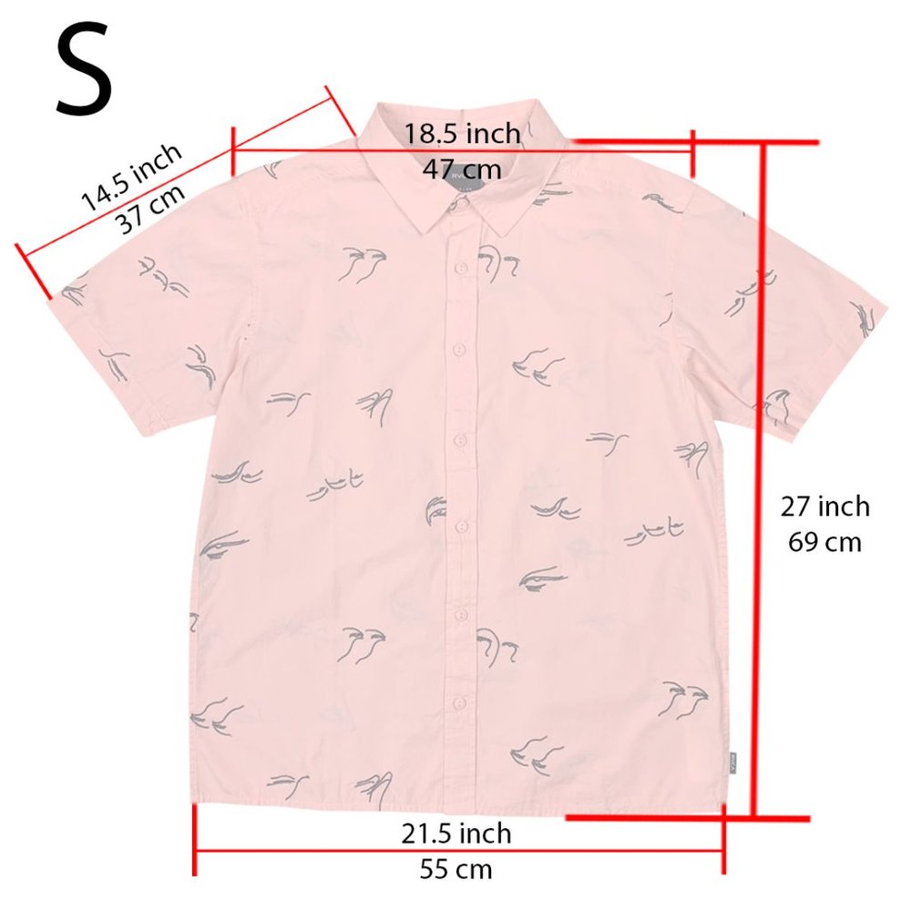 RVCA Men Short Sleeve  Button Johanna Gestures Pink  New With Tags - Picture 4 of 13